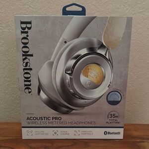 Brookstone Acoustic Pro Silver Wireless Headphones
